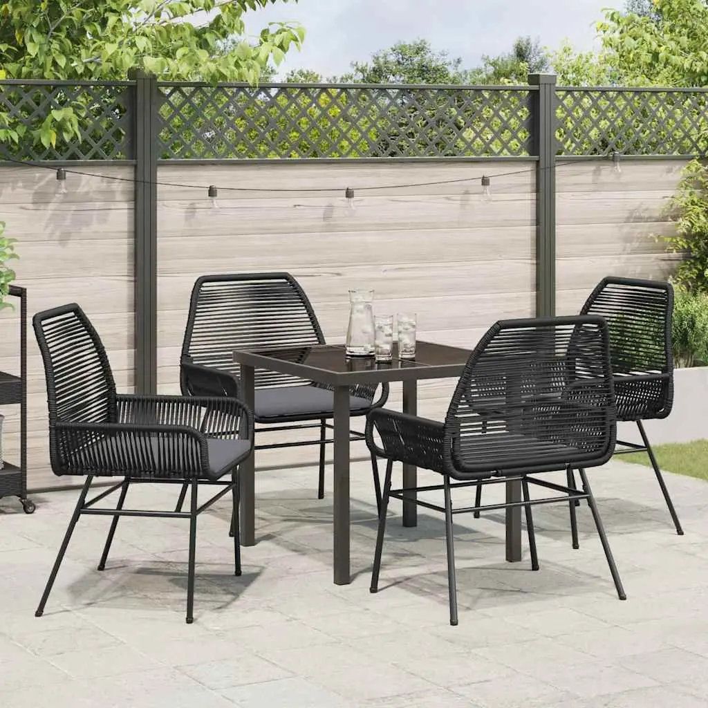 Outdoor Garden Dining Set Poly Rattan Black 5 Piece Patio Furniture