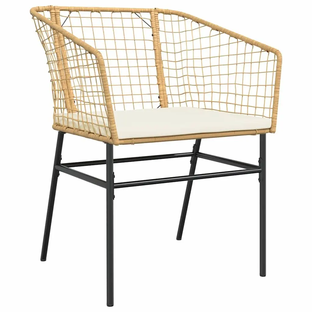 Outdoor Dining Set Brown 7 Pieces Poly Rattan Table Chairs Glass Top