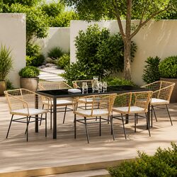 Friendly 7-Piece Brown Outdoor Dining Set for You