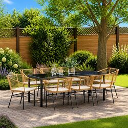 9 Piece Brown Garden Dining Set - Easy and Stylish