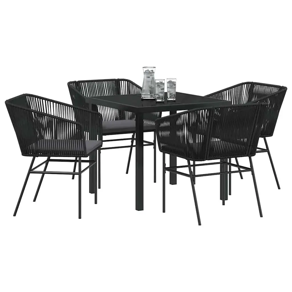 Garden Dining Set 5 Piece Outdoor Furniture Patio Table Chairs Black Steel