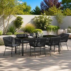Garden Dining Set 7 Pieces Outdoor Furniture Patio Table Chairs with Cushions