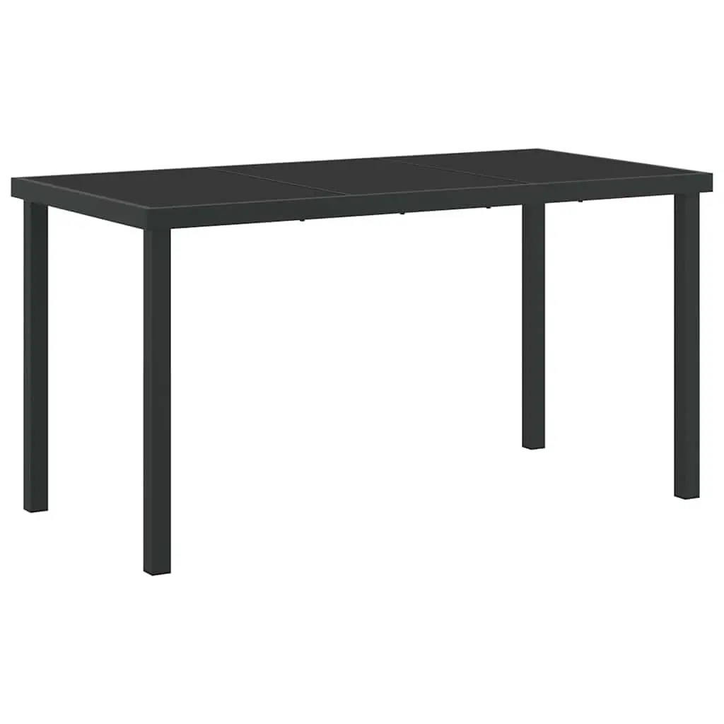 Garden Dining Set 5 Piece Outdoor Furniture Brown Steel Tempered Glass Table