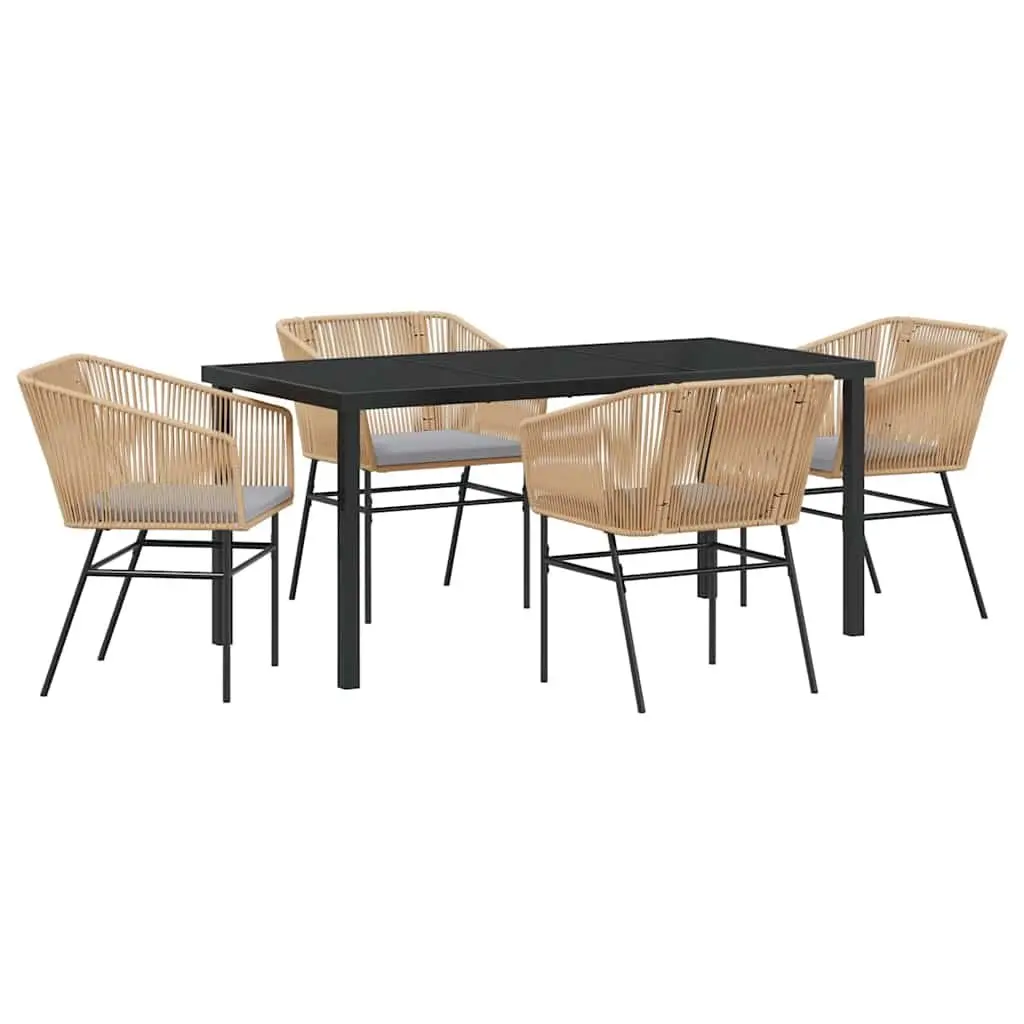 Garden Dining Set Modern Minimalist 5 Piece Brown Outdoor Patio Furniture with Cushions