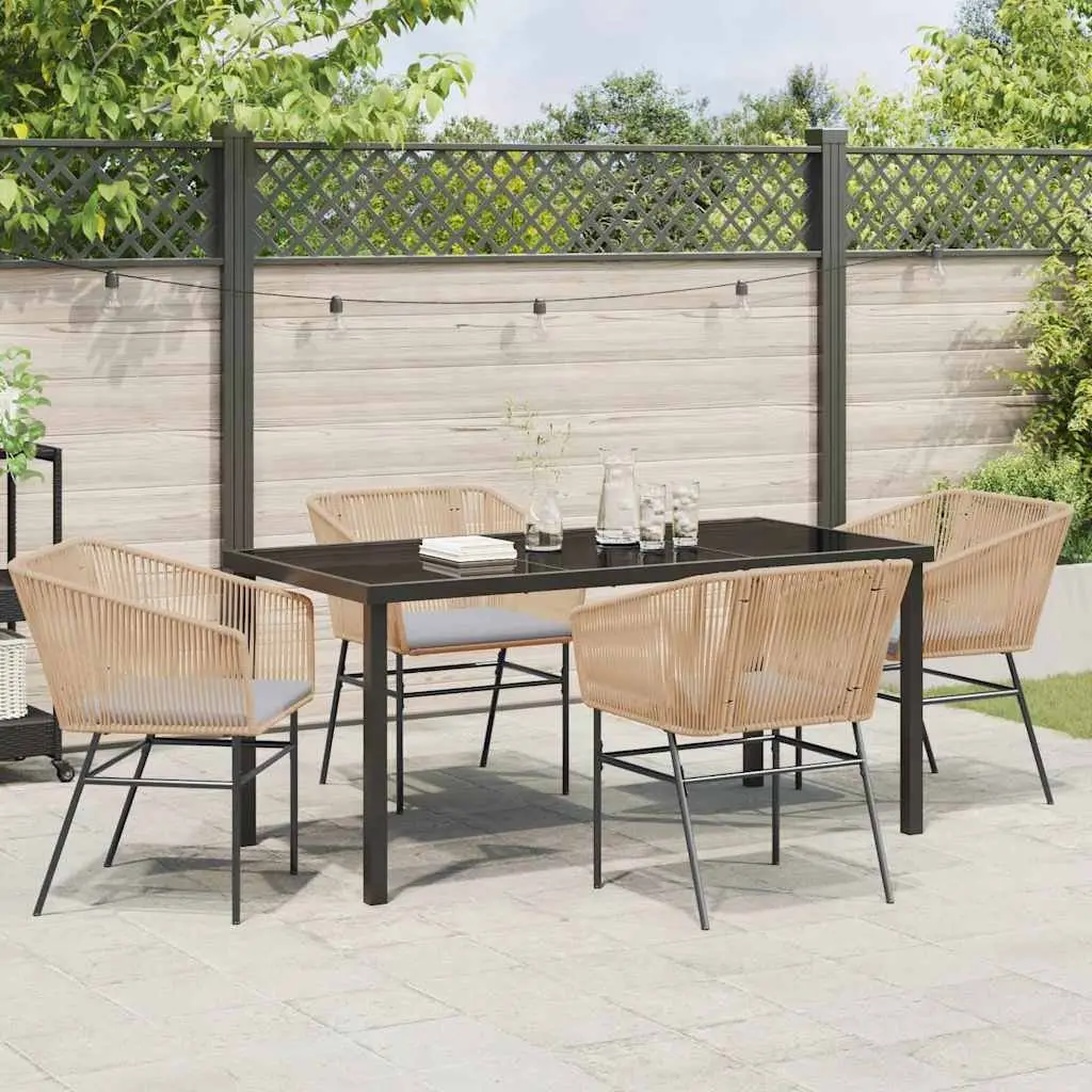 Garden Dining Set Modern Minimalist 5 Piece Brown Outdoor Patio Furniture with Cushions