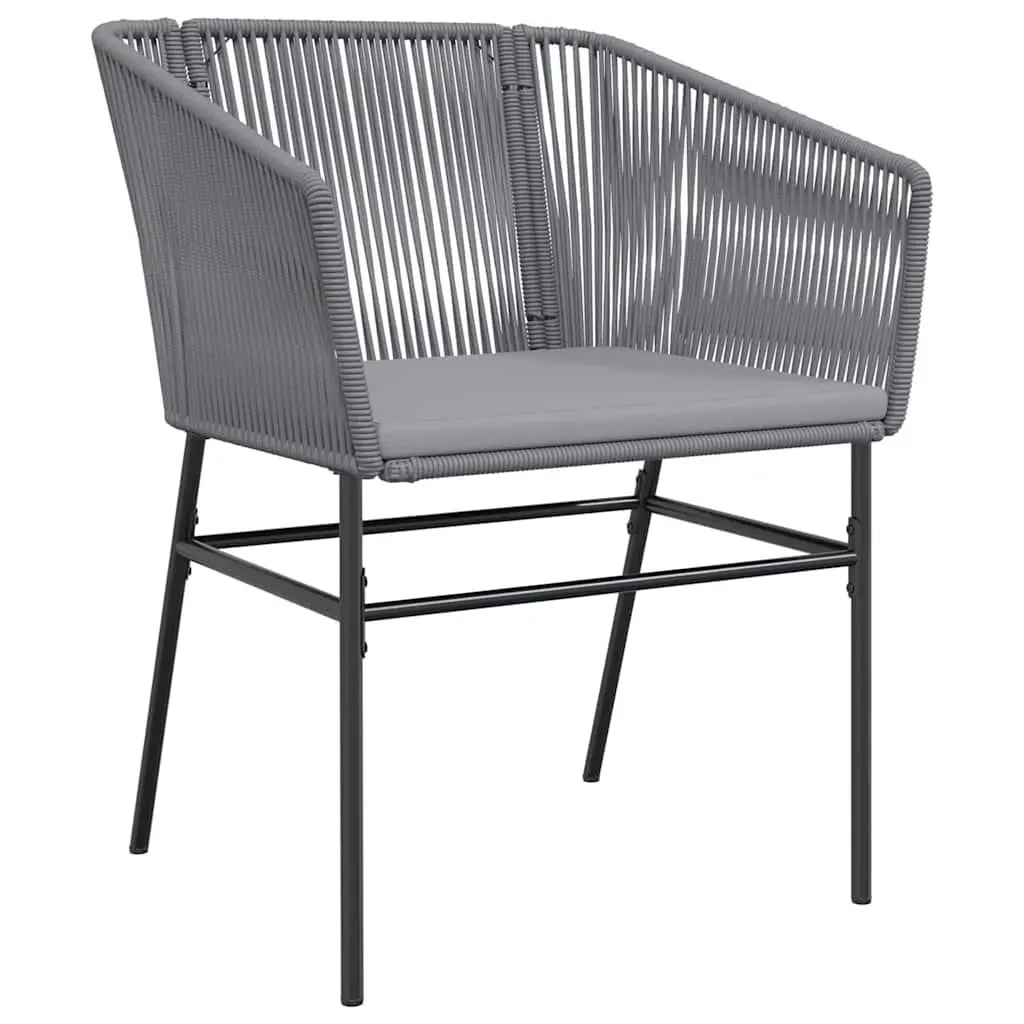 Outdoor Dining Set 7 Piece Grey Steel Rectangular Table Chairs with Cushions