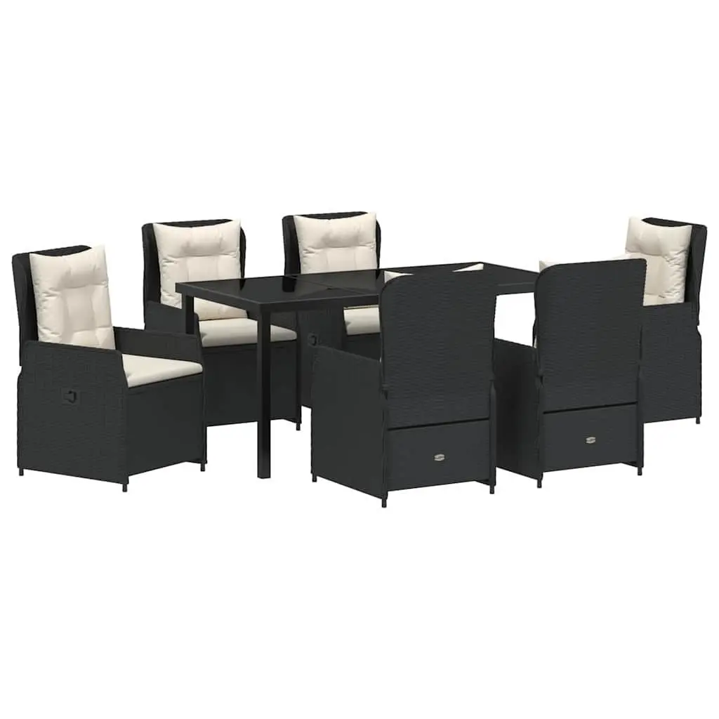 Garden Dining Set 7 Pieces Black Outdoor Furniture Patio Table Chairs