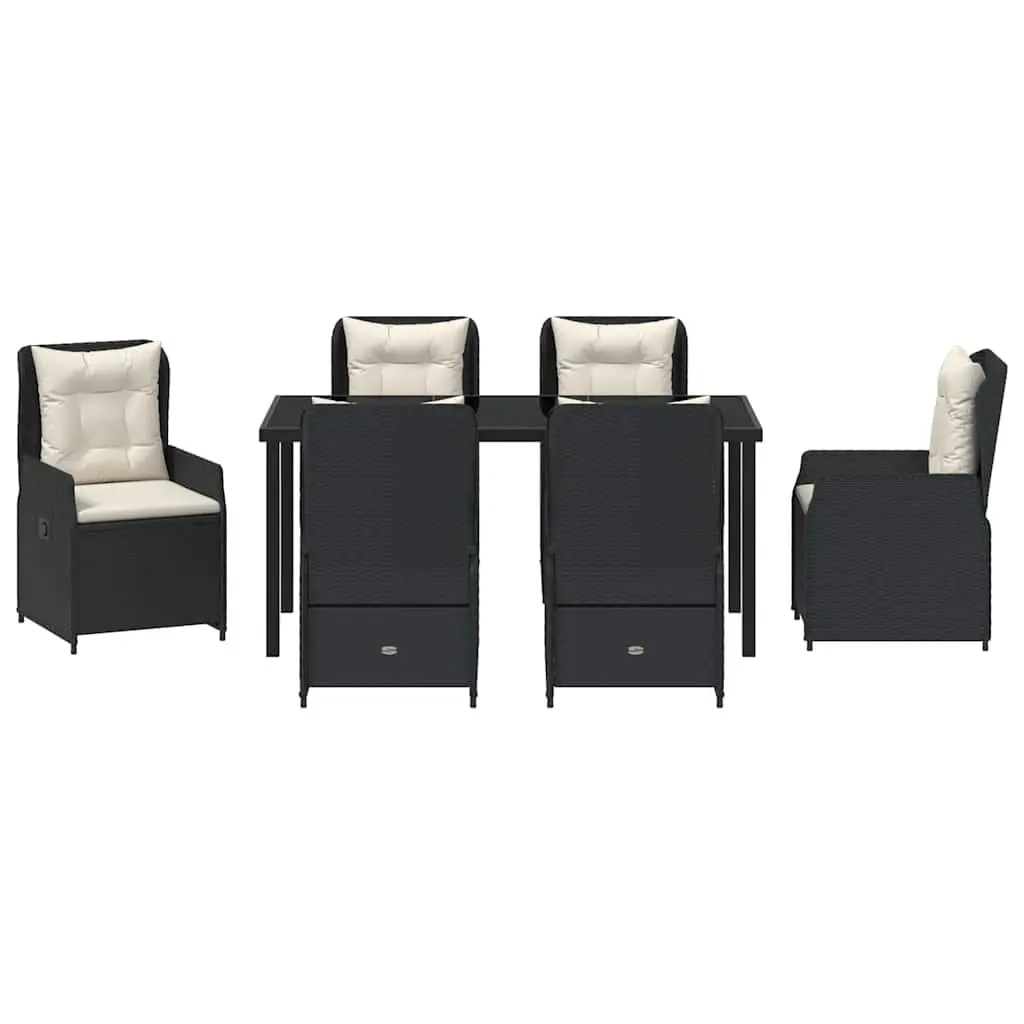 Garden Dining Set 7 Pieces Black Outdoor Furniture Patio Table Chairs