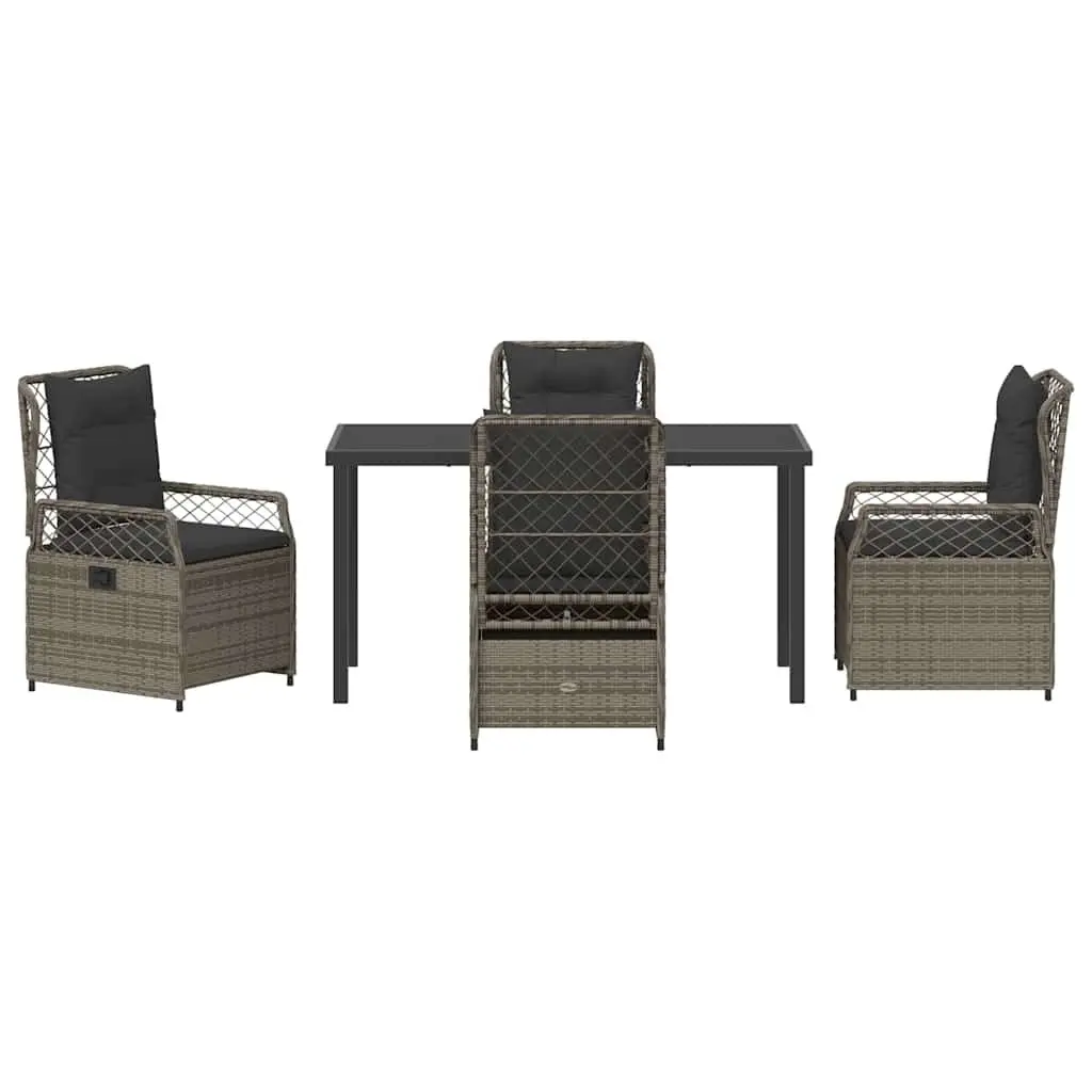 Garden Dining Set Grey Poly Rattan 5 Piece Outdoor Furniture