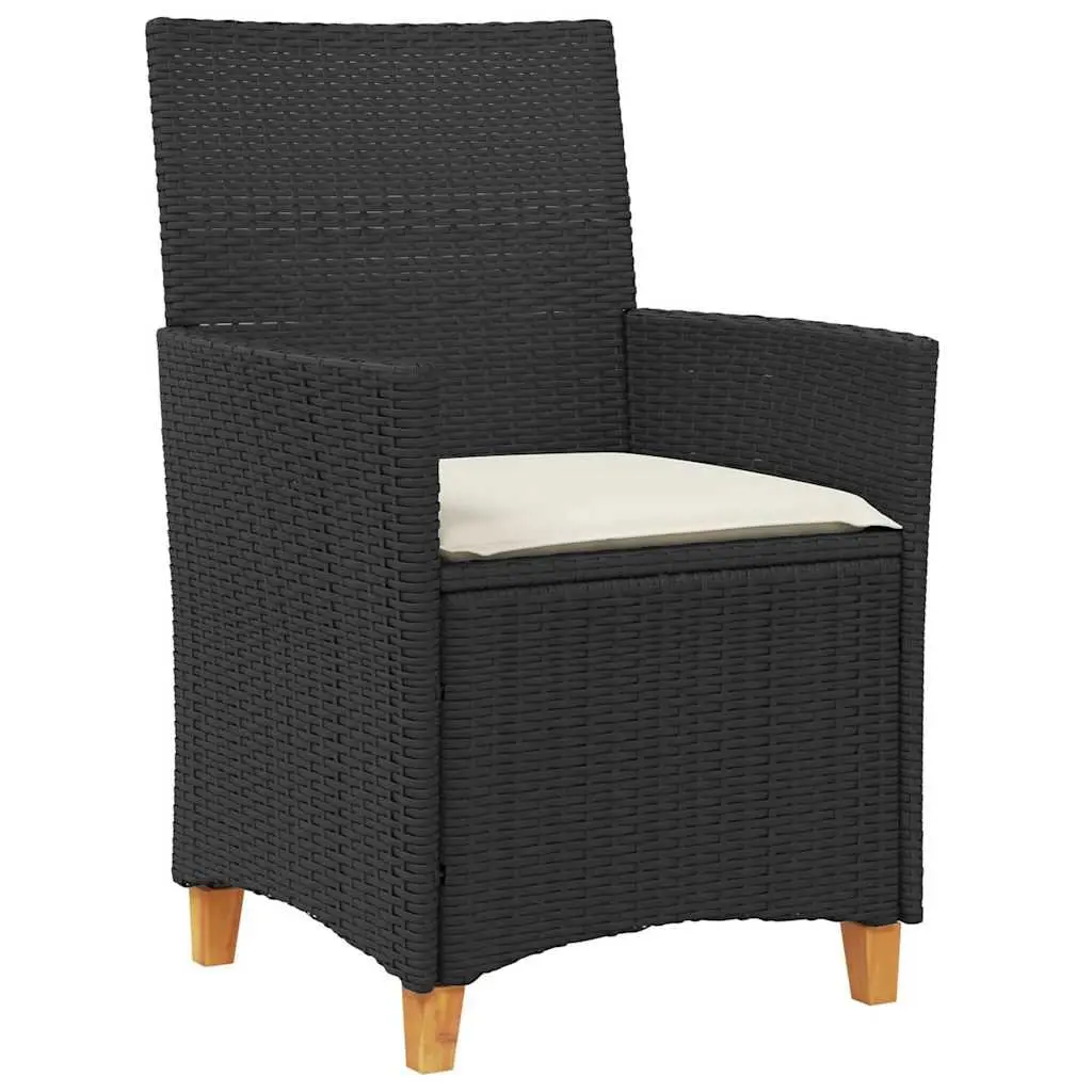 Garden Dining Set Modern 5 Piece Black Poly Rattan Outdoor Furniture with Glass Table