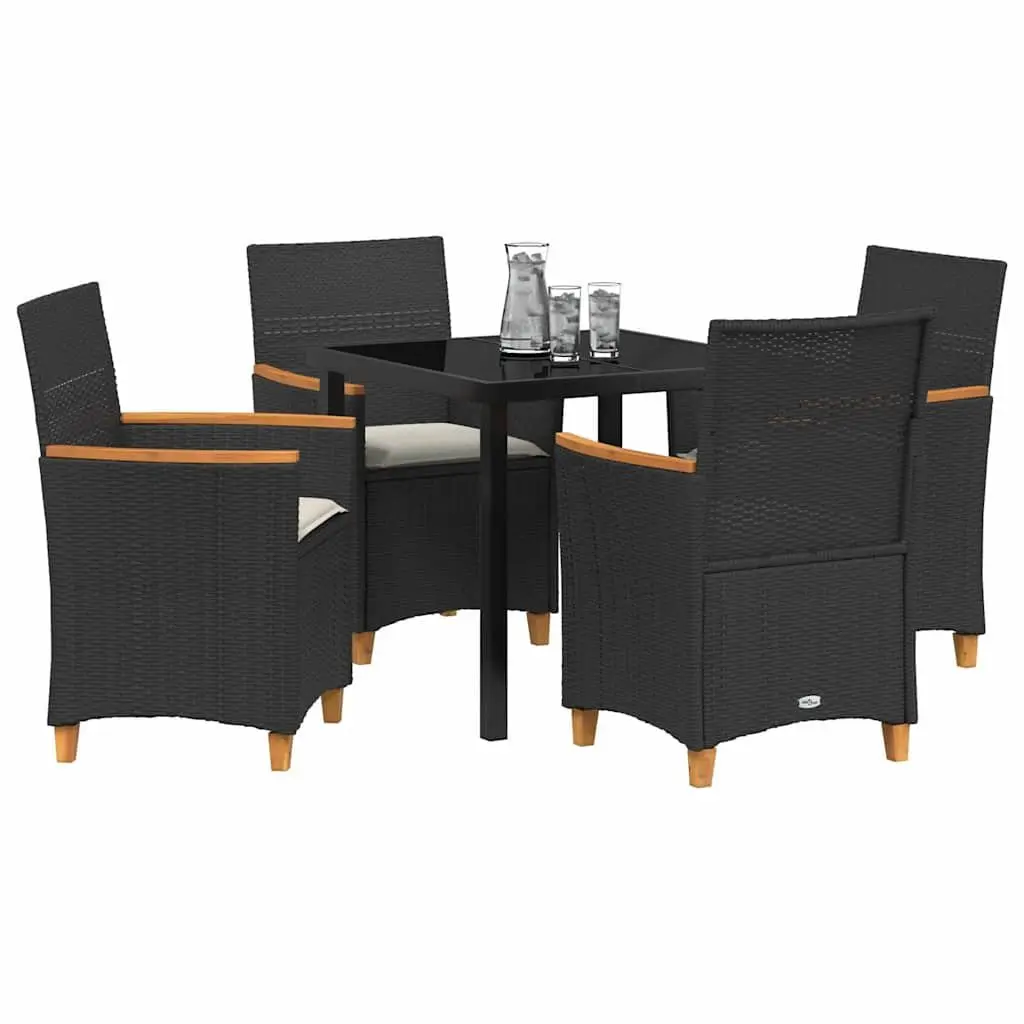 Garden Dining Set 5 Piece Outdoor Furniture Poly Rattan Steel Frame Glass Top
