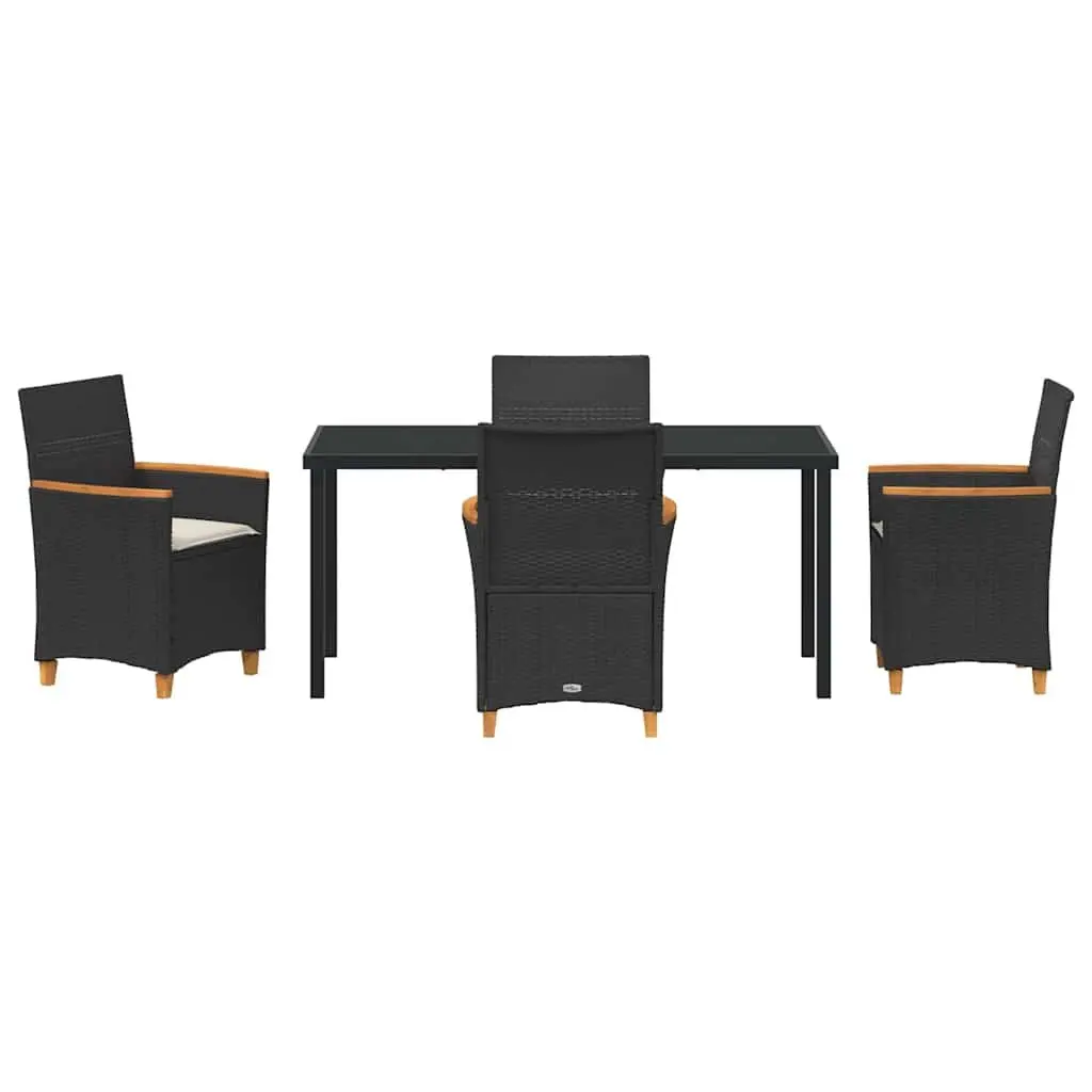 Garden Dining Set 5 Piece Outdoor Furniture Poly Rattan Steel Frame Glass Table