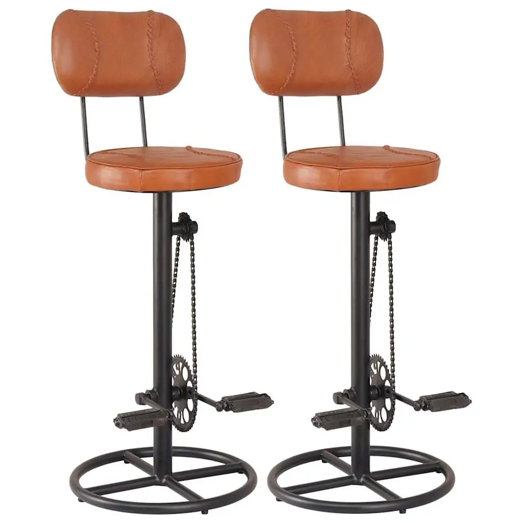 Bar Stools 2 pcs Brown Upholstered Seating
