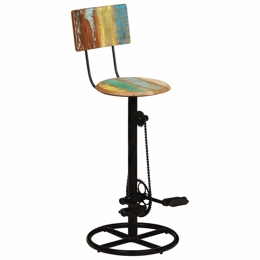 Bar Stools Solid Reclaimed Wood Iron Frame 2 Piece Multicolour