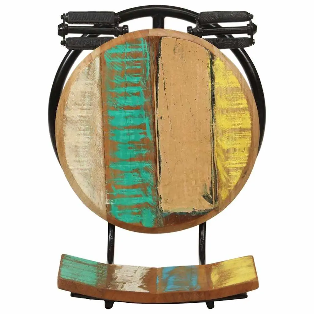 Bar Stools Solid Reclaimed Wood Iron Frame 2 Piece Multicolour