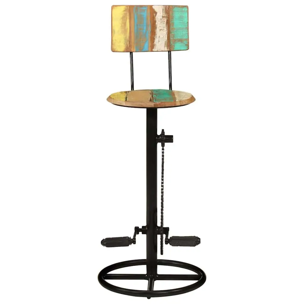 Bar Stools Solid Reclaimed Wood Iron Frame 2 Piece Multicolour