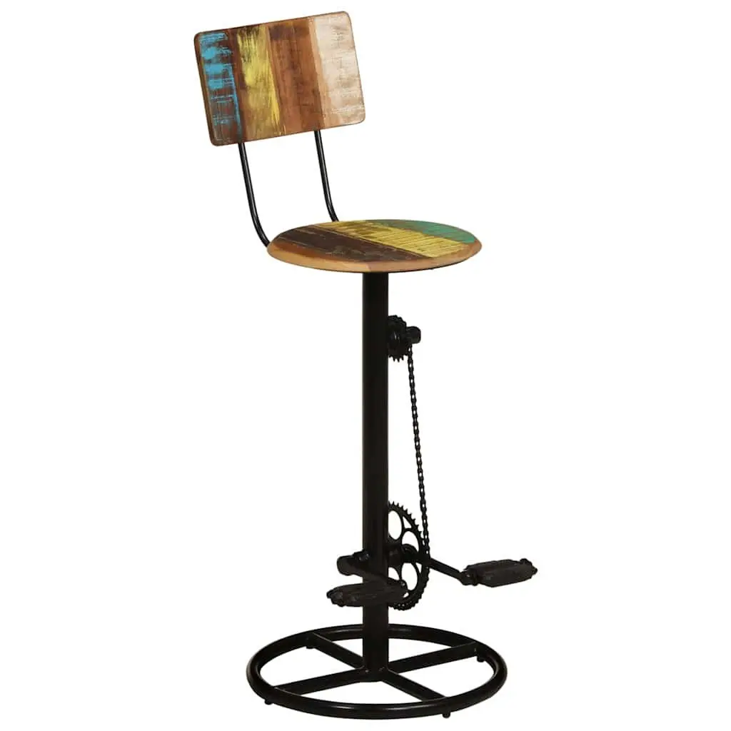 Bar Stools Solid Reclaimed Wood Iron Frame 2 Piece Multicolour