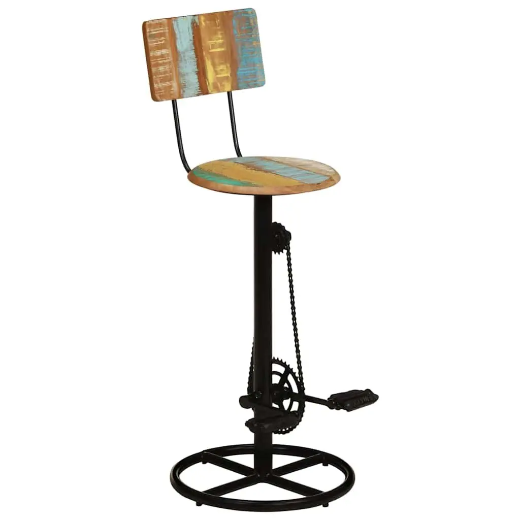 Bar Stools Solid Reclaimed Wood Iron Frame 2 Piece Multicolour