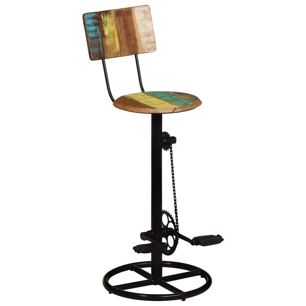 Bar Stools Solid Reclaimed Wood Iron Frame 2 Piece Multicolour
