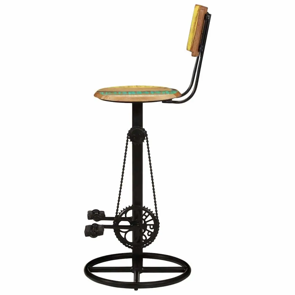 Bar Stools Solid Reclaimed Wood Iron Frame 2 Piece Multicolour