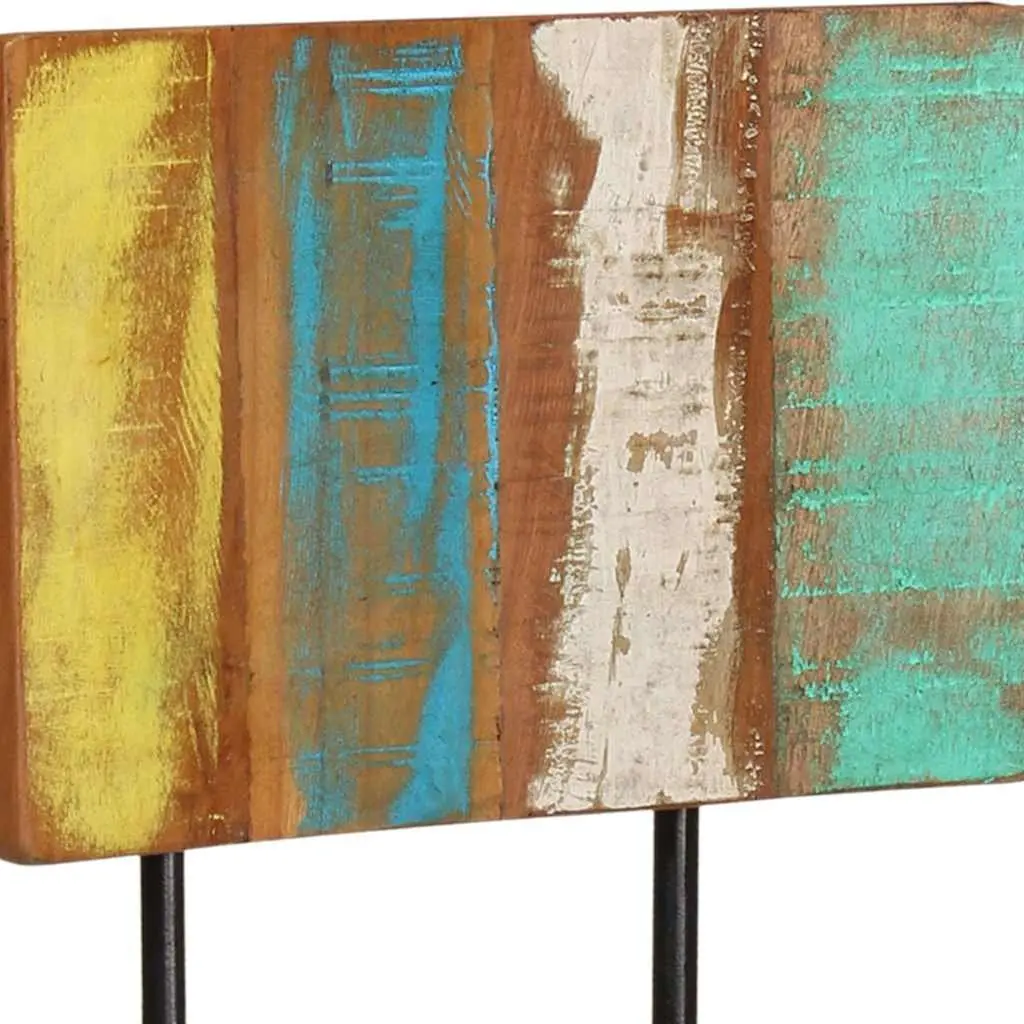 Bar Stools Solid Reclaimed Wood Iron Frame 2 Piece Multicolour