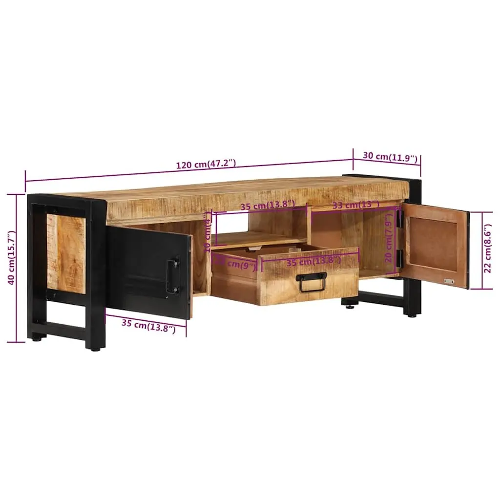 TV Cabinet 120x30x40 cm Solid Wood Media Storage Unit with Doors and Drawer