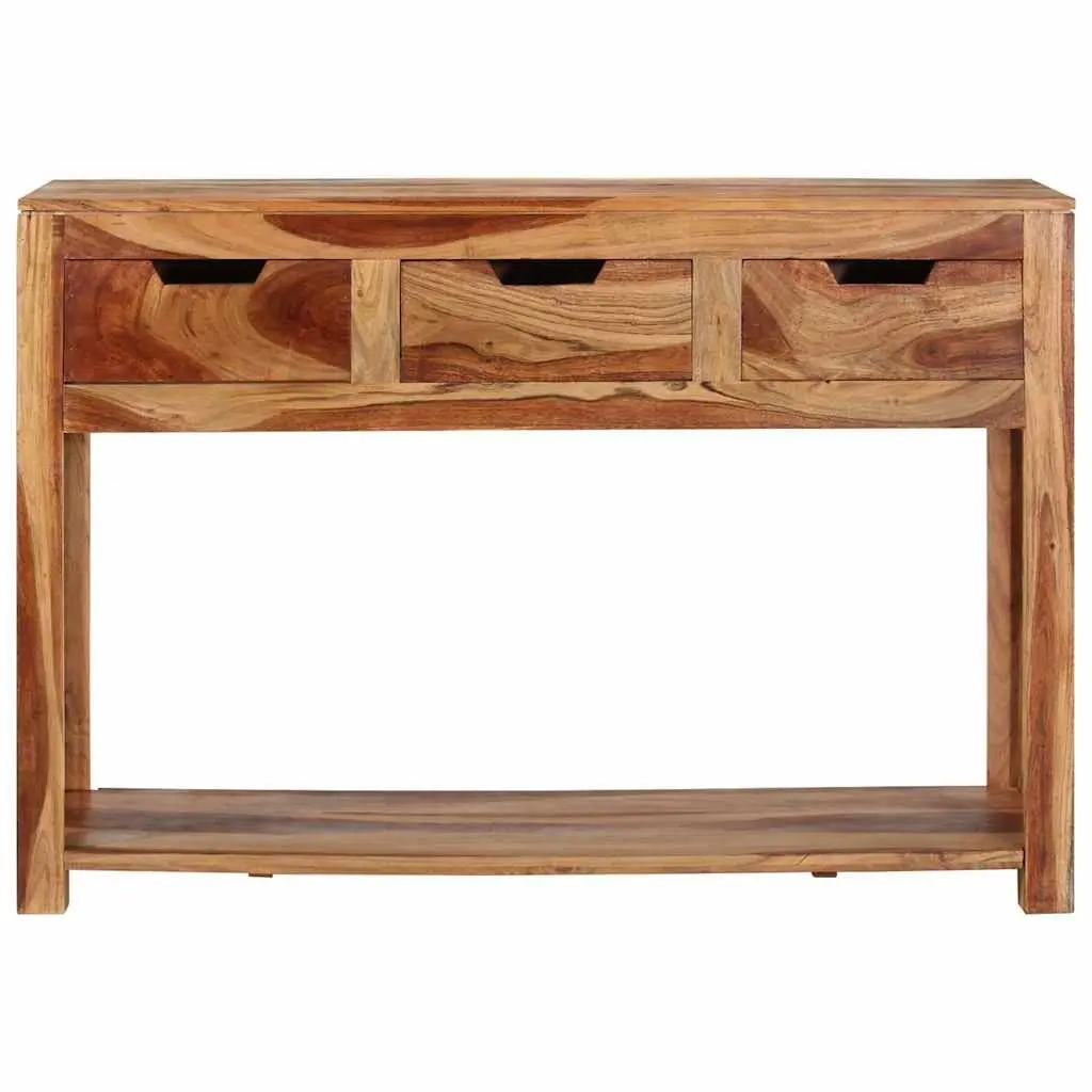 Wooden Console Table 110x35x75 cm Solid Acacia Side Hallway End Table 3 Drawer