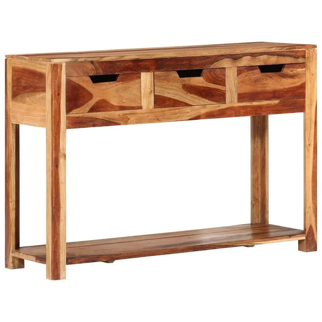 Wooden Console Table 110x35x75 cm Solid Acacia Side Hallway End Table 3 Drawer