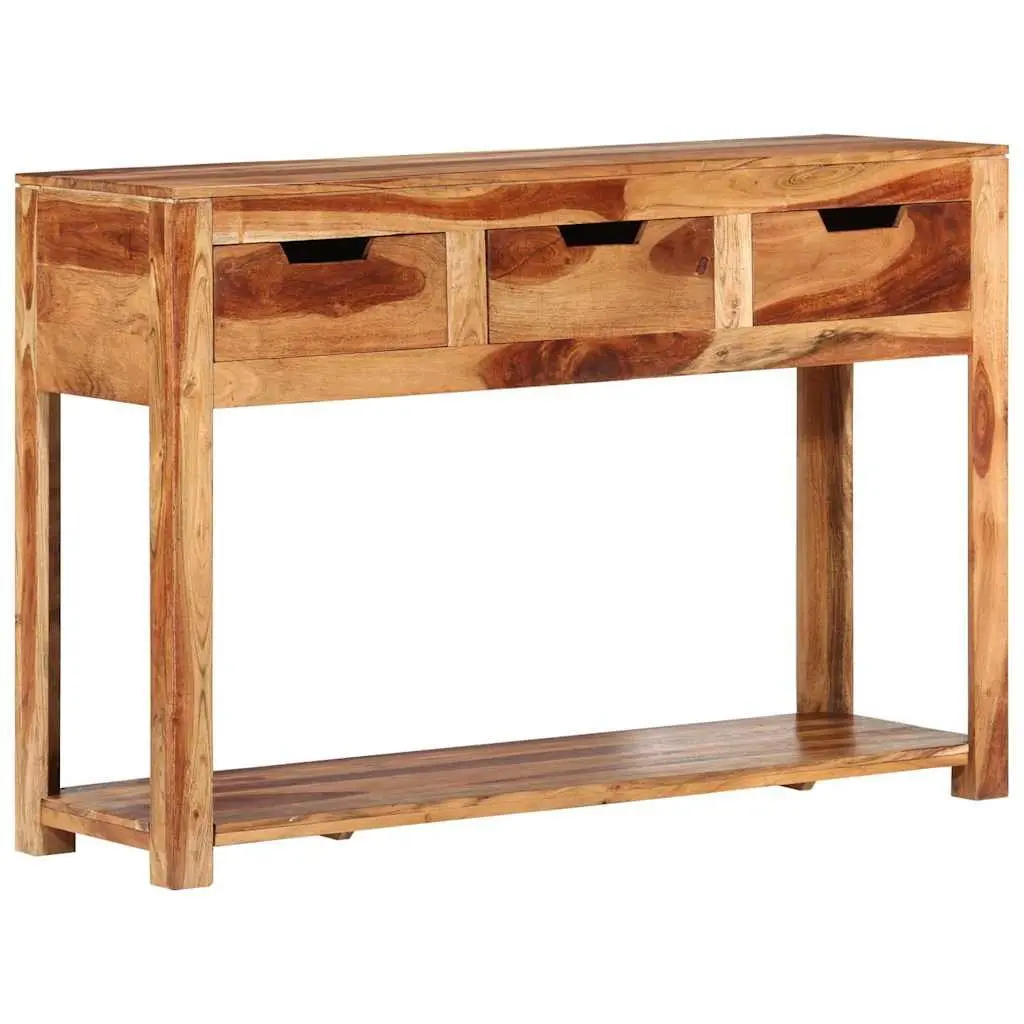 Wooden Console Table 110x35x75 cm Solid Acacia Side Hallway End Table 3 Drawer