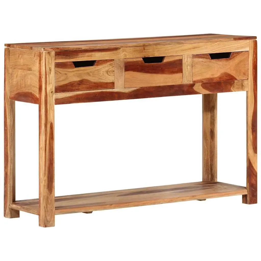Wooden Console Table 110x35x75 cm Solid Acacia Side Hallway End Table 3 Drawer