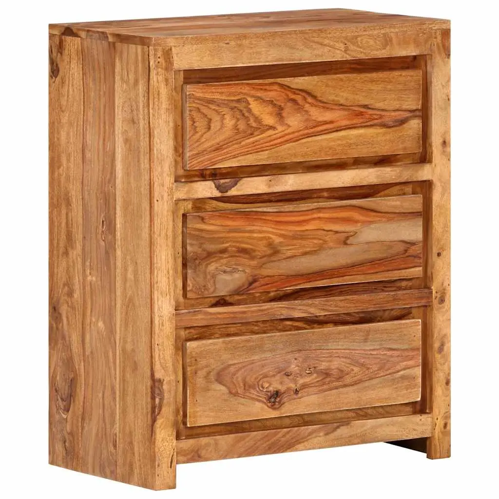 Drawer Cabinet Solid Wood Acacia 60x33x75 cm Storage Chest 3 Drawers Brown