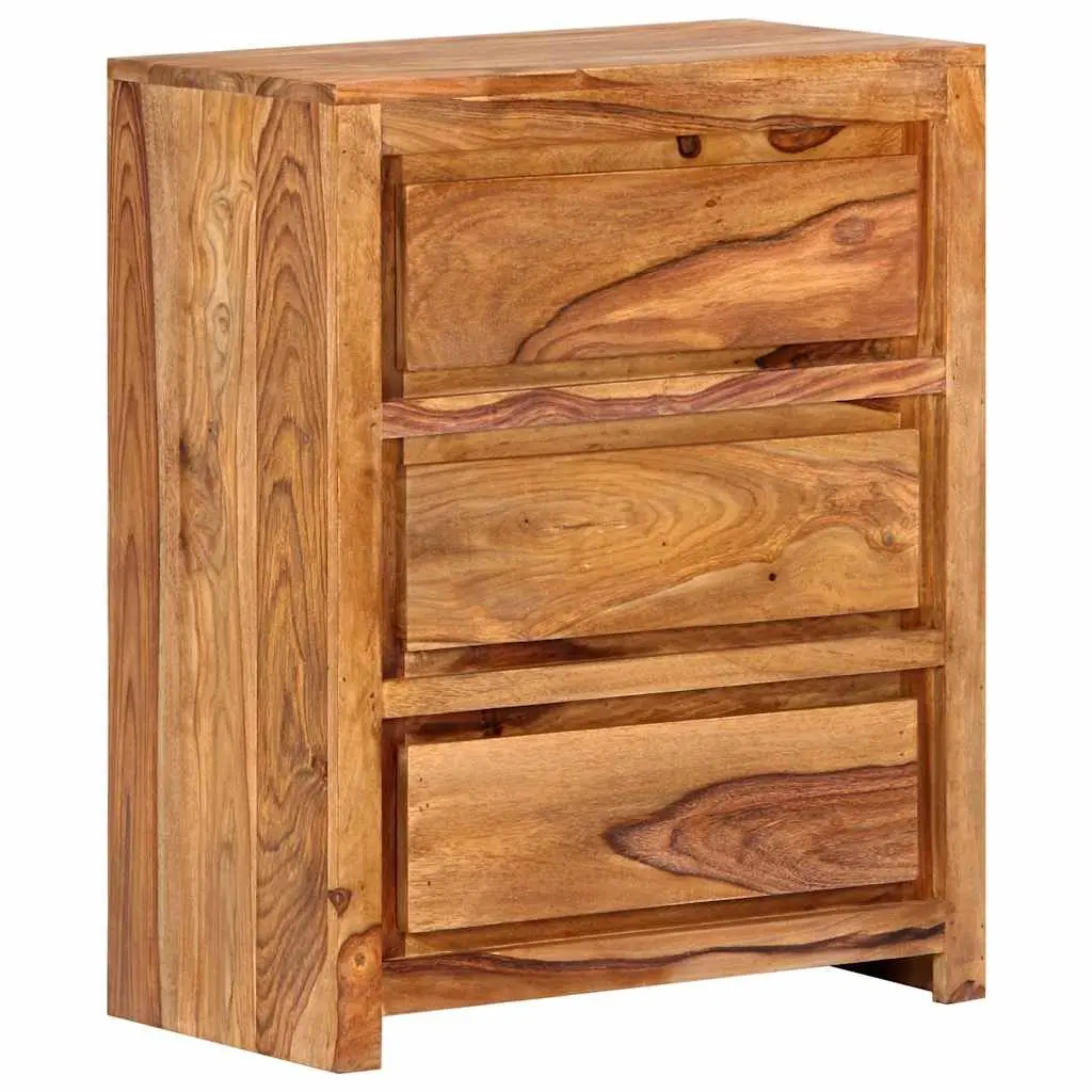 Drawer Cabinet Solid Wood Acacia 60x33x75 cm Storage Chest 3 Drawers Brown