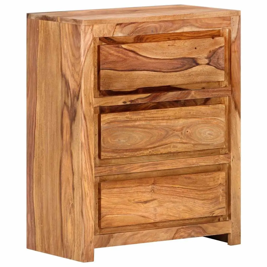 Drawer Cabinet Solid Wood Acacia 60x33x75 cm Storage Chest 3 Drawers Brown