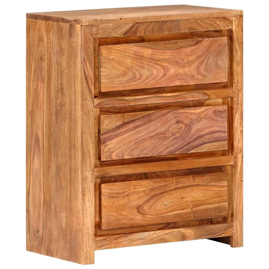 Drawer Cabinet Solid Wood Acacia 60x33x75 cm Storage Chest 3 Drawers Brown