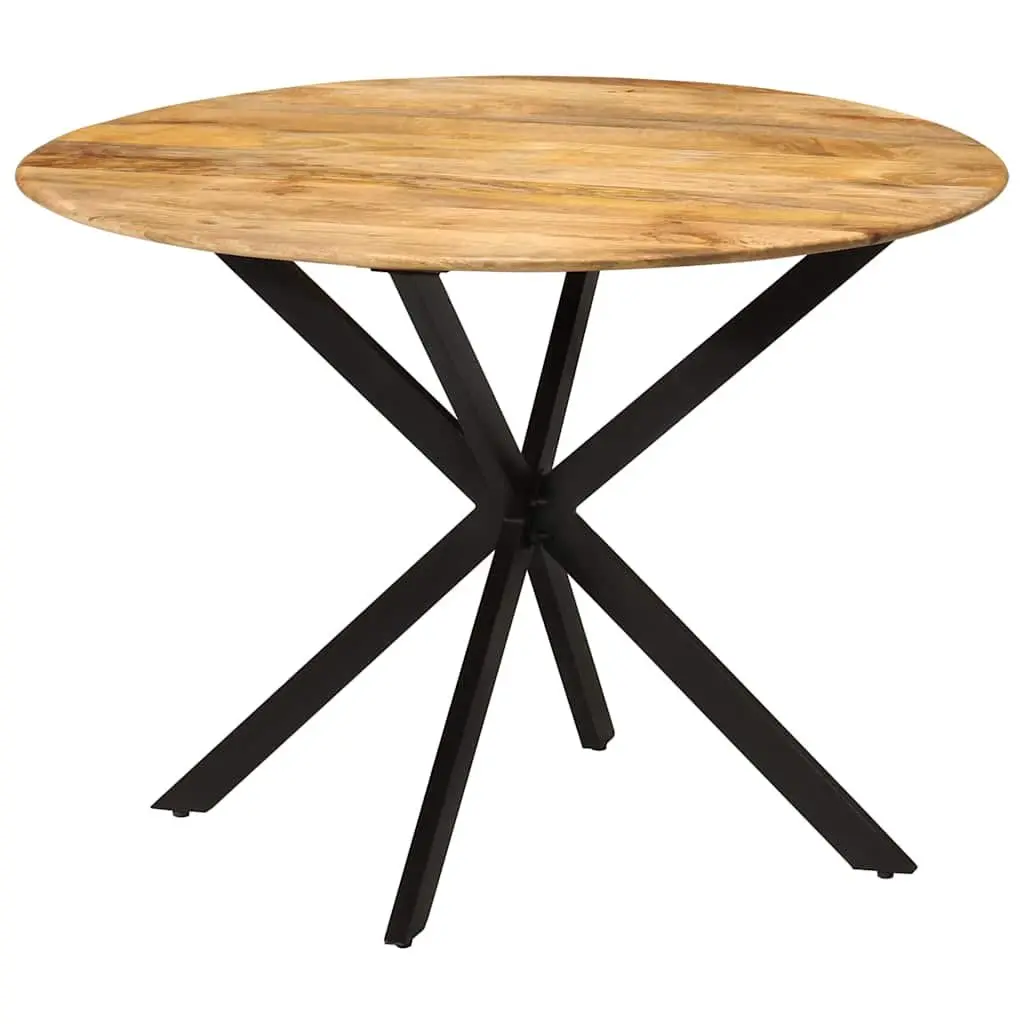 Dining Table Round 110cm Solid Wood Mango Steel Frame Kitchen Room Furniture