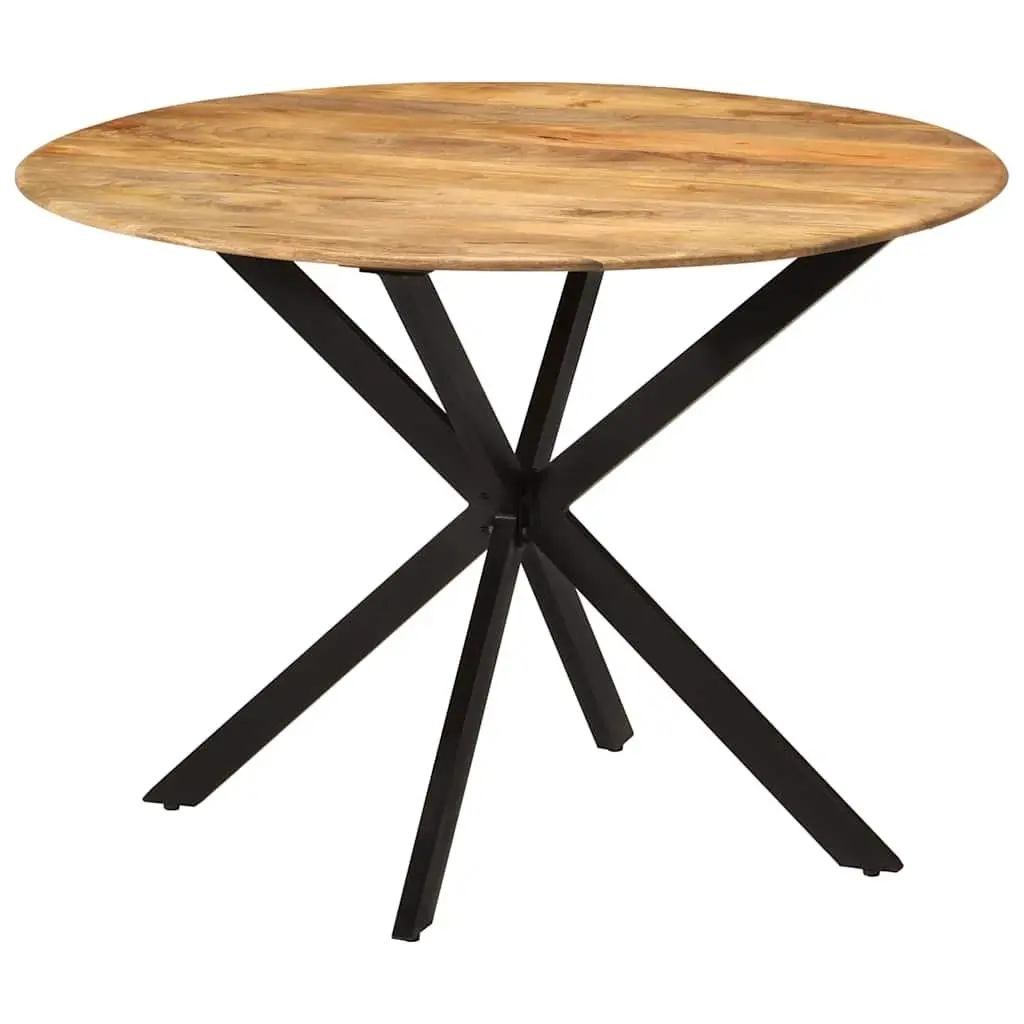 Dining Table Round 110cm Solid Wood Mango Steel Frame Kitchen Room Furniture