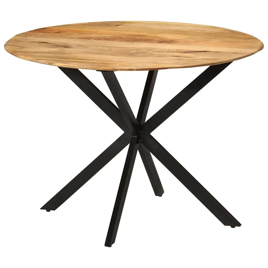 Dining Table Round 110cm Solid Wood Mango Steel Frame Kitchen Room Furniture