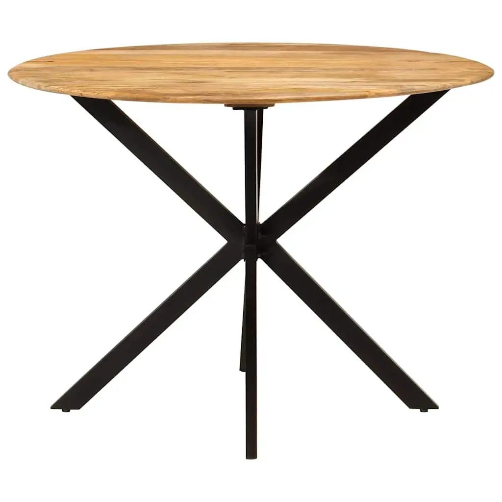 Dining Table Round 110cm Solid Wood Mango Steel Frame Kitchen Room Furniture