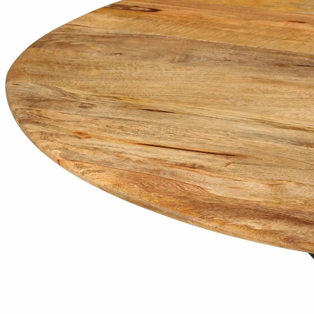 Dining Table Round 110cm Solid Wood Mango Steel Frame Kitchen Room Furniture