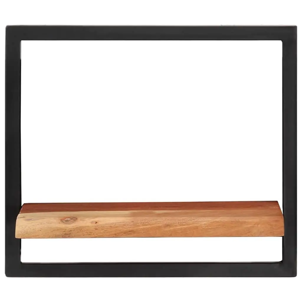 Wall Shelves 2 pcs Solid Wood Acacia Steel Frame Floating Display Shelving Brown