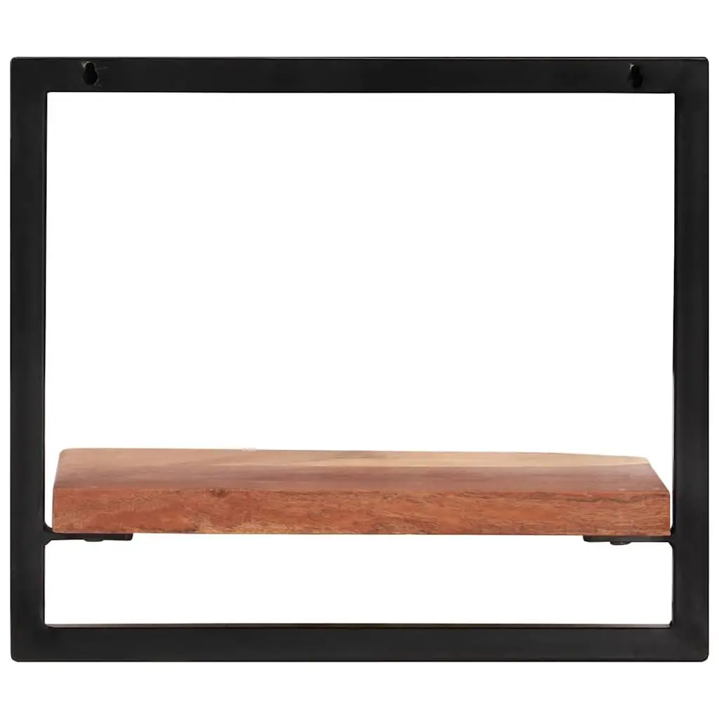 Wall Shelves 2 pcs Solid Wood Acacia Steel Frame Floating Display Shelving Brown