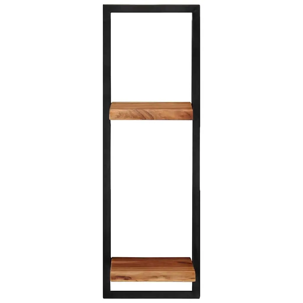 Wooden Floating Wall Shelves Storage Display with Steel Frame 25x25x75cm Brown Acacia 2 Pieces