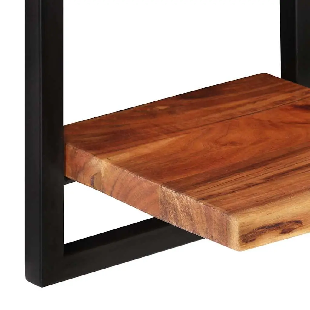 Wooden Floating Wall Shelves Storage Display with Steel Frame 25x25x75cm Brown Acacia 2 Pieces
