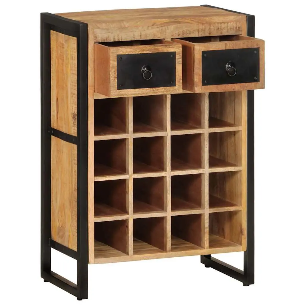 Wine Rack Solid Wood for 16 Bottles with Drawers