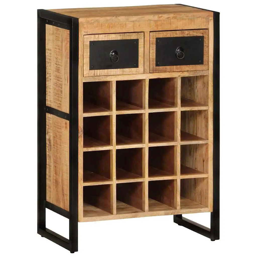 Wine Rack Solid Wood for 16 Bottles with Drawers