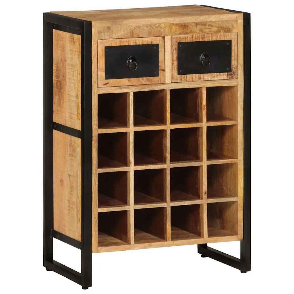 Wine Rack Solid Wood for 16 Bottles with Drawers