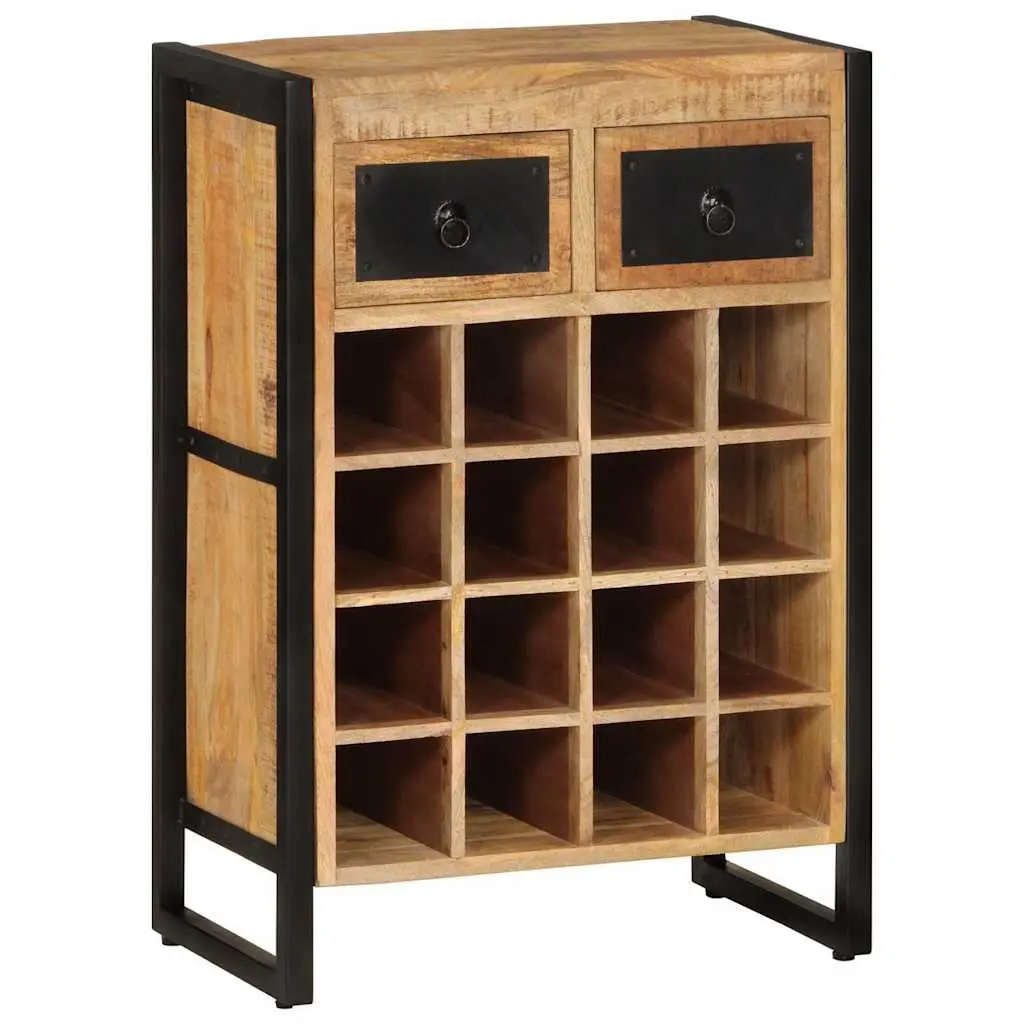 Wine Rack Solid Wood for 16 Bottles with Drawers