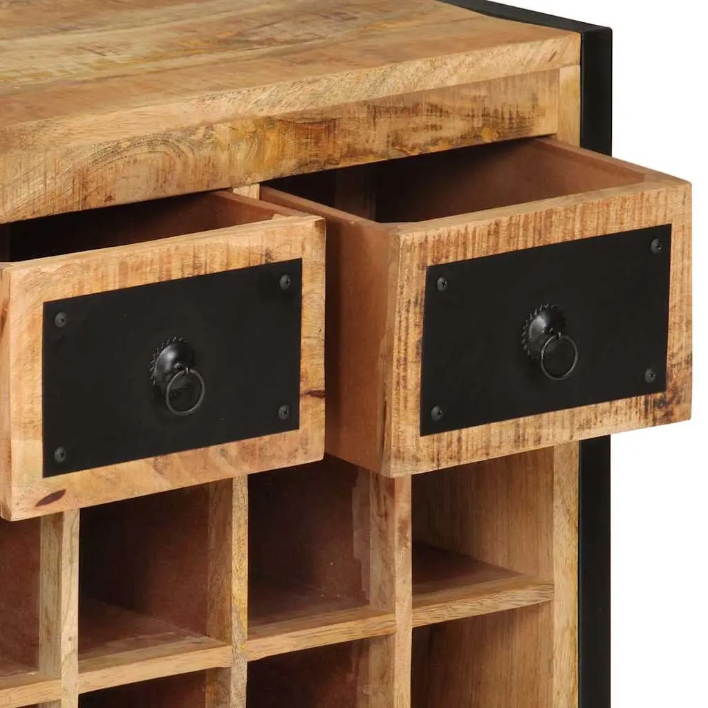 Wine Rack Solid Wood for 16 Bottles with Drawers