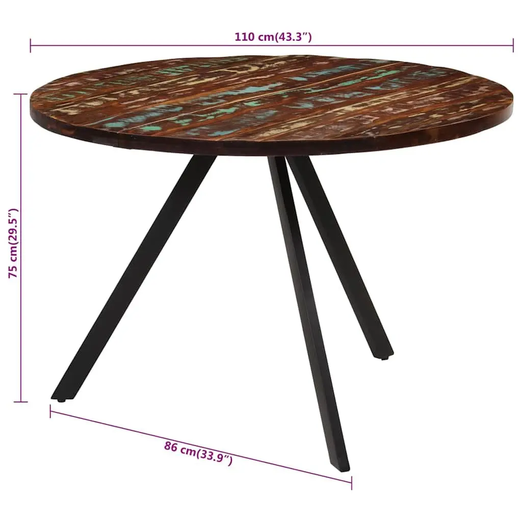 Dining Table Vintage Style 110x75 cm Solid Reclaimed Wood