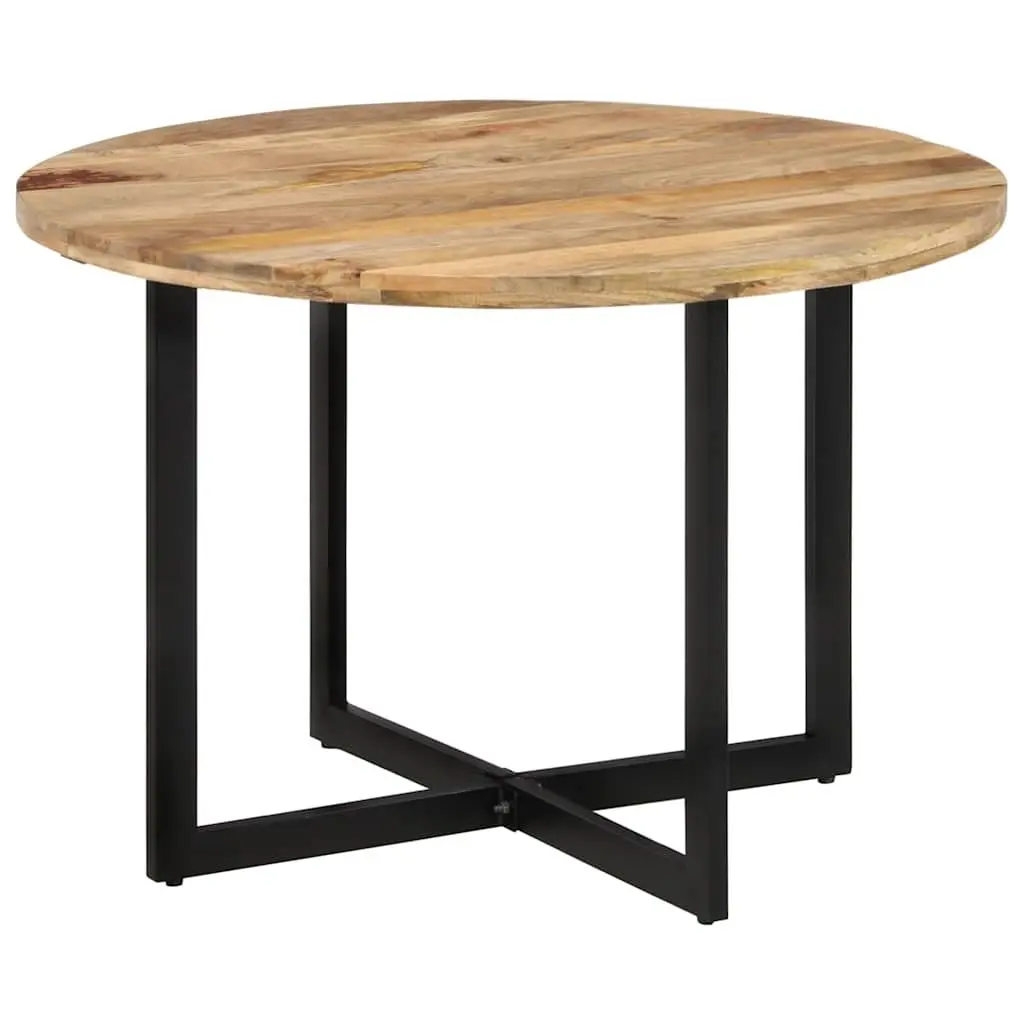 Dining Table Solid Mango Wood 110x75 cm Brown Sturdy Iron Frame